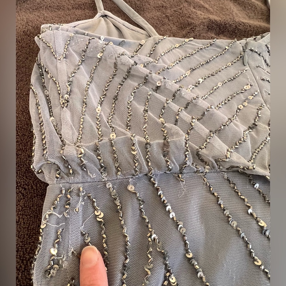 Adrianna Papell Art Deco Style Dress - Women’s Size 10 - Dusty grey/purple - Picture 10 of 16
